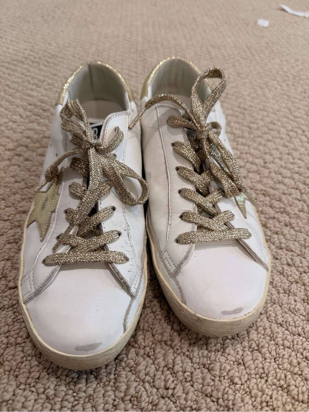 Golden Goose Sneakers with Gold Accents - Women's Casual Lace-Up Shoes